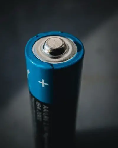 A macro shot of a battery.